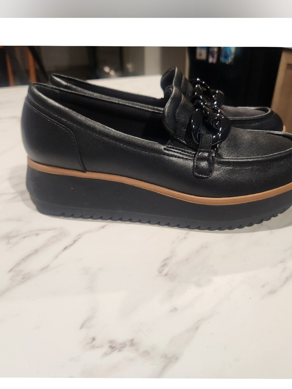 Clarks Womens Zylah May Platform Loafer Slip On Shoes Black Size 9